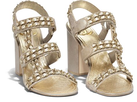 chanel gold glitter shoes|Chanel gold sandals.